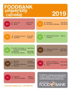 Foodbank University Calendar 2019 Arkansas Foodbank