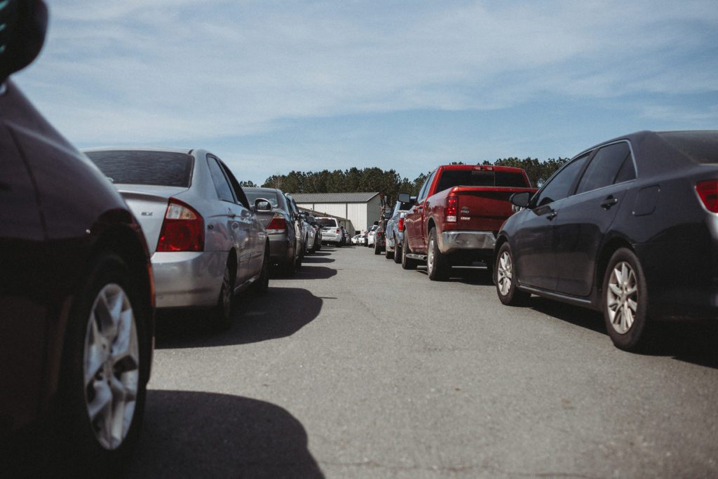 Cars Lined Up to Receive Food @ Mobile Distribution - 2020 Recap